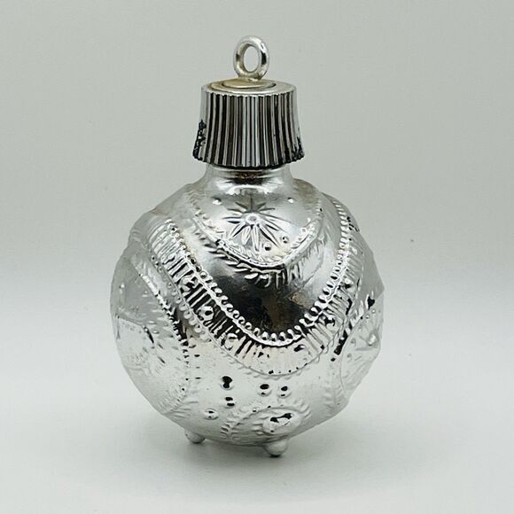 Vintage Avon Christmas Ornament Silver Bubble Bath 1970s Empty - Picture 3 of 8